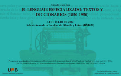 Jornada "El lenguaje especializado: textos y diccionarios (1850-1950)"